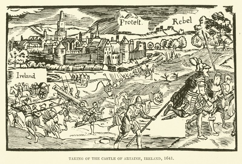 Tomando do castelo de Artaine, na Irlanda, 1641 de English School