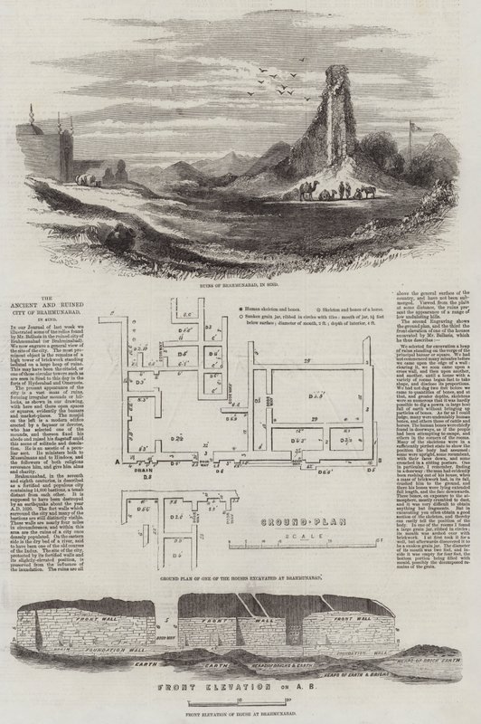 A antiga e arruinada cidade de Brahmunabad, em Sind de English School