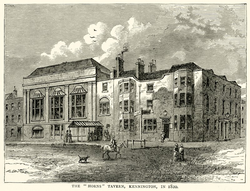 A taberna dos chifres, Kennington, em 1820 de English School