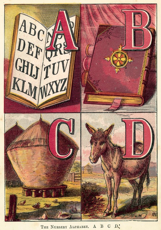 O alfabeto de berçário, A, B, C, D de English School