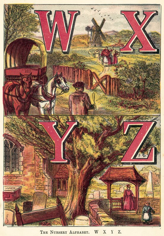 O alfabeto do berçário, W, X, Y, Z de English School