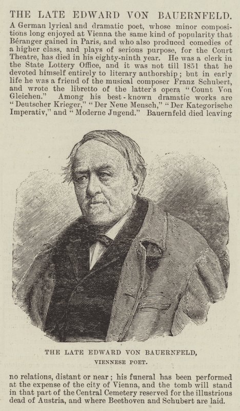 O falecido Eduardo de Bauernfeld, poeta vienense de English School