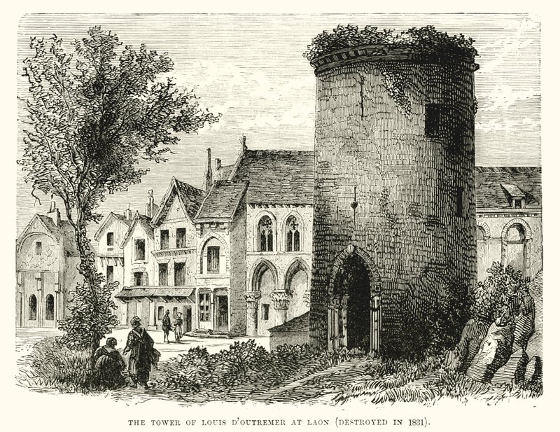 A torre de Louis DOutremer em Laon (destruída em 1831) de English School