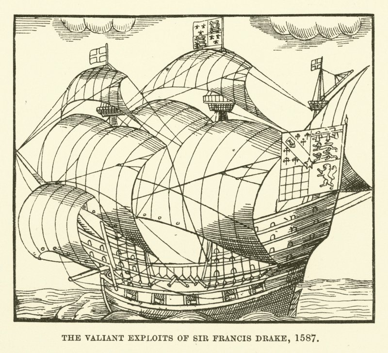 As valentes façanhas de Sir Francis Drake, 1587 de English School