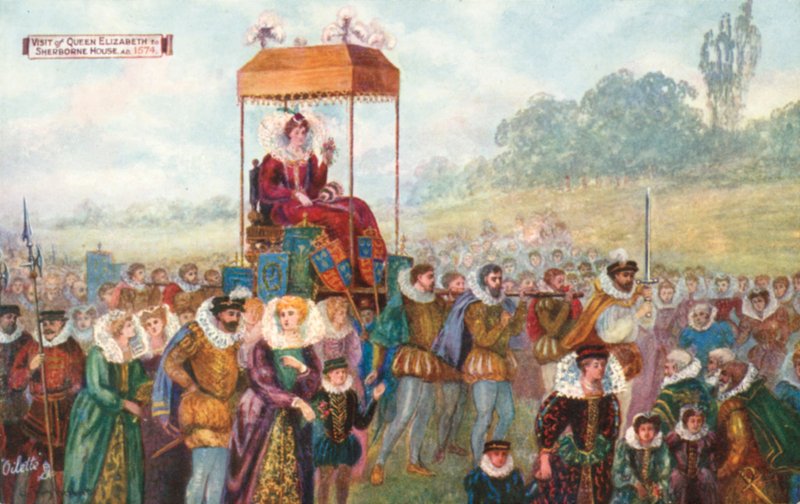 Visita da Rainha Elizabeth a Sherborne House, AD 1574 de English School