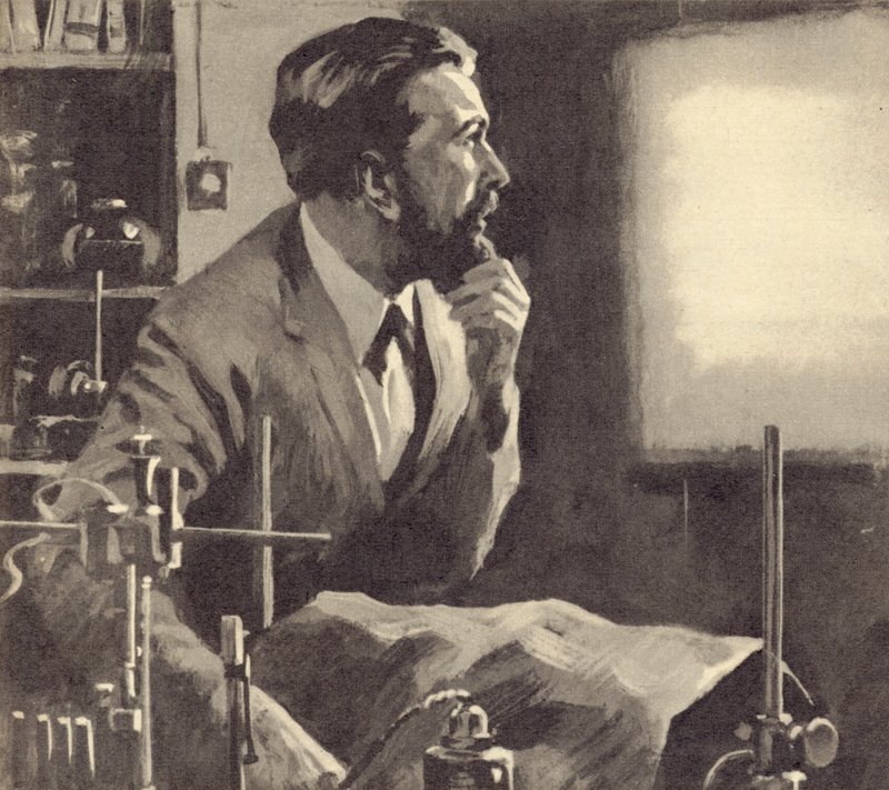 Wilhelm Rontgen trabalhando em raios X de English School
