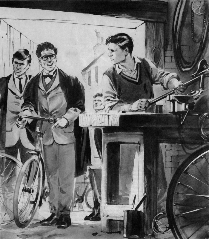William Morris, o futuro Lord Nuffield, consertando bicicletas em Oxford de English School