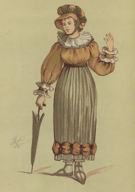 Fato de mulher do reinado de George IV, 1820 de English School