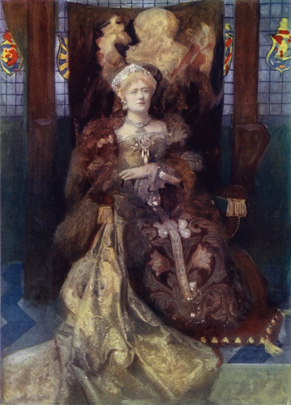 Miss Ellen Terry em Henrique VIII (foto colorida) de English Photographer