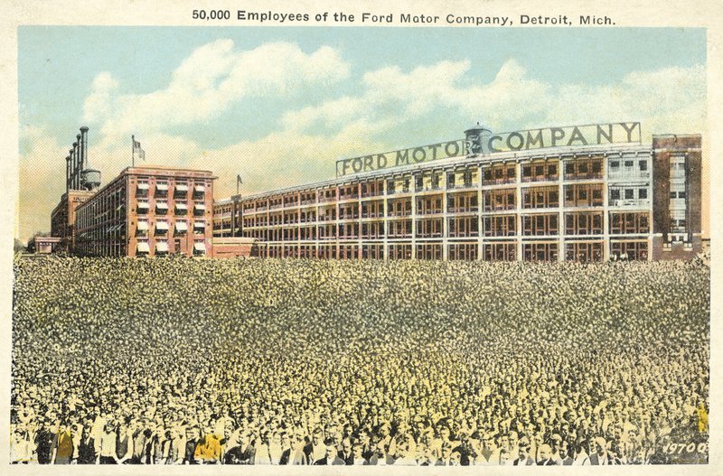 50 000 empregados da Ford Motor Company, Detroit, Michigan (foto a cores) de English Photographer