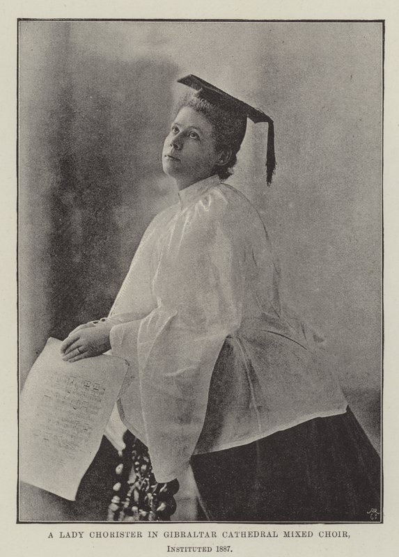 Uma Dama Chorister no Coro Misto da Catedral de Gibraltar, instituído em 1887 de English Photographer