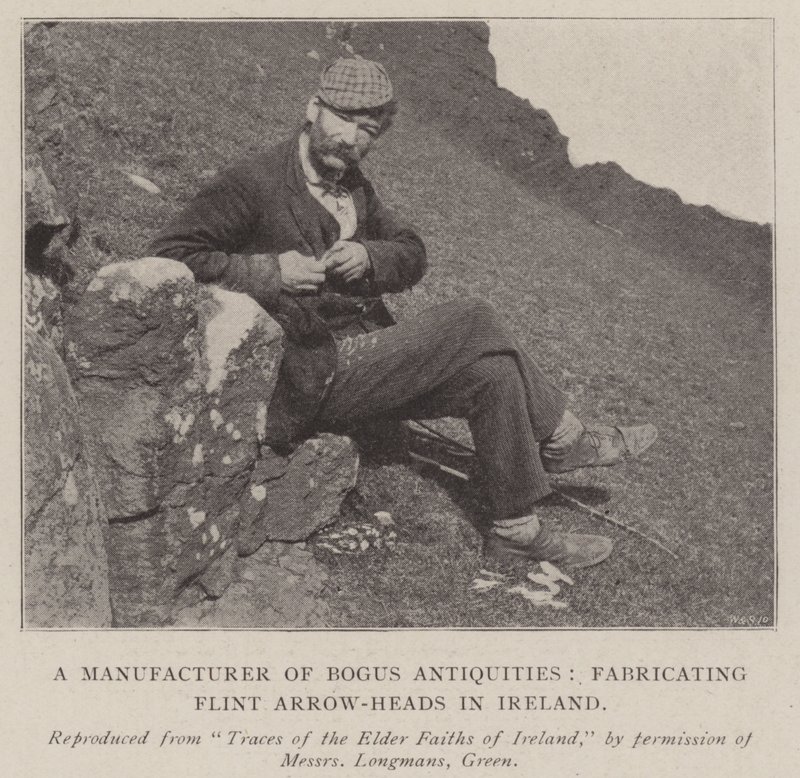 Um Fabricante de Antiguidades Bogus, fabricando Flint Arrow-Heads na Irlanda de English Photographer