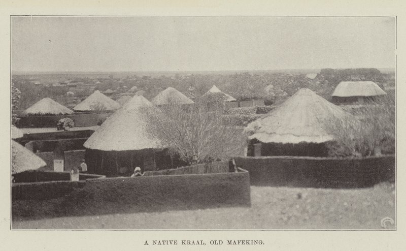 Um Kraal nativo, Old Mafeking de English Photographer