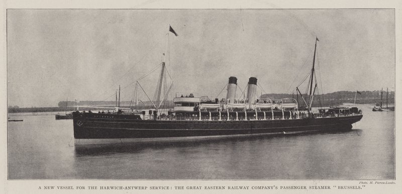 Um novo navio para o serviço de Harwich-Antuérpia, o Great Eastern Railway Companys Steamer de passageiros Bruxelas de English Photographer