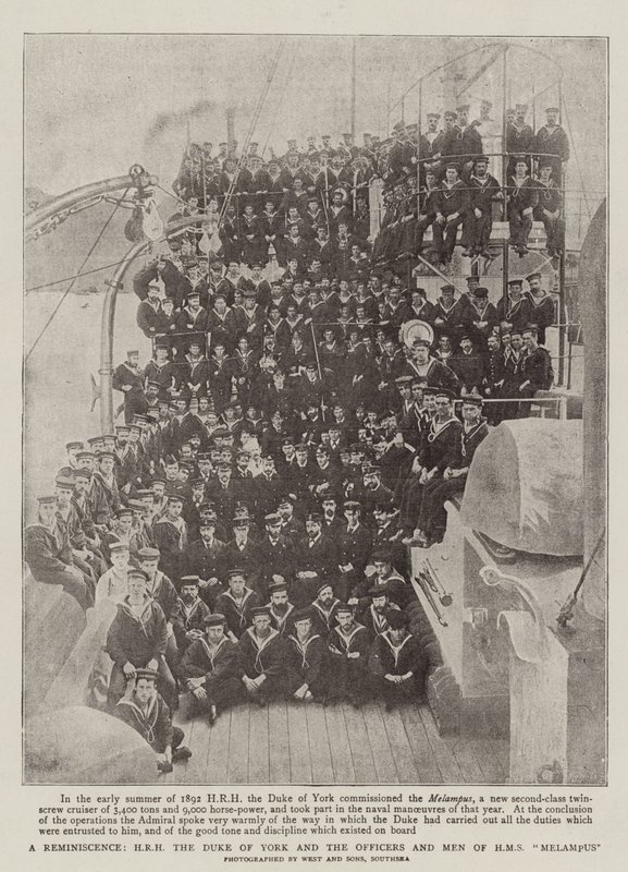 Uma reminiscência, HRH o duque de York e os oficiais e homens de HMS Melampus de English Photographer