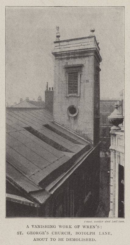 A Vanishing Work of Wrens, Igreja St Georges, Botolph Lane, prestes a ser demolida de English Photographer