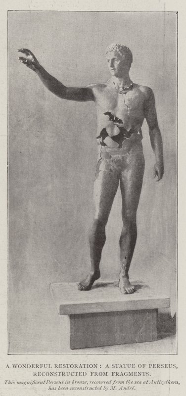 Uma maravilhosa restauração, uma estátua de Perseu, reconstruída a partir de fragmentos de English Photographer