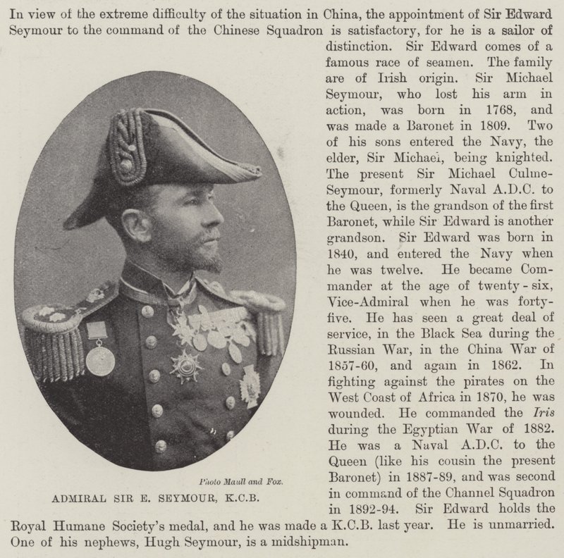 Almirante Sir E Seymour, KCB de English Photographer