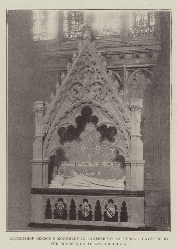 Monumento do Arcebispo Bensons na Catedral de Canterbury, revelado pela Duquesa de Albany em 8 de julho de English Photographer