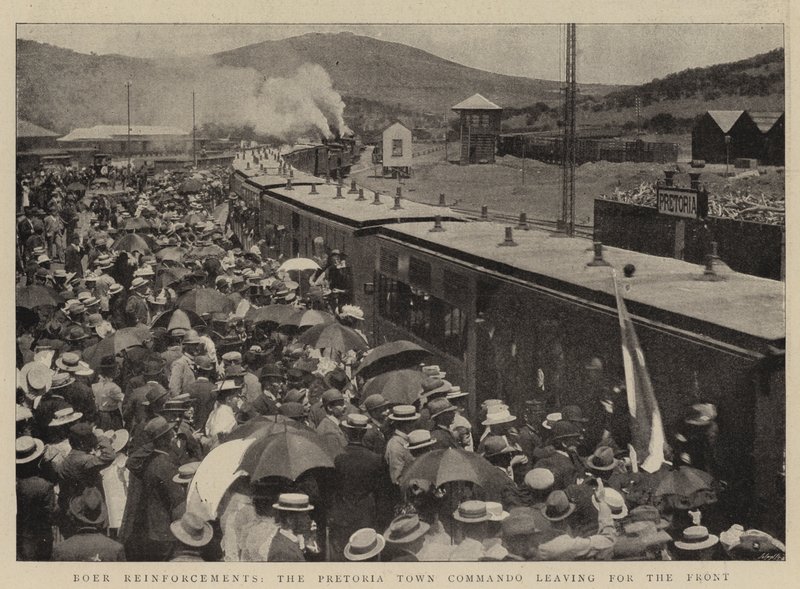 Boer Reinforcements, o Commando da Cidade de Pretória partindo para a Frente de English Photographer