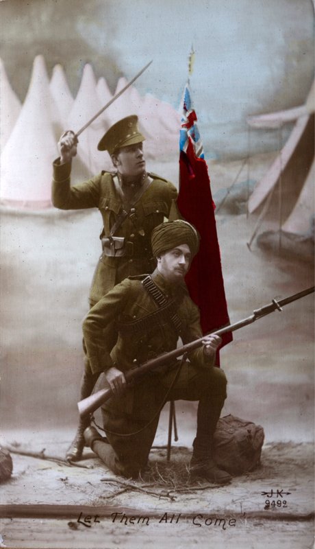 Soldados britânicos e indianos, Primeira Guerra Mundial de English Photographer