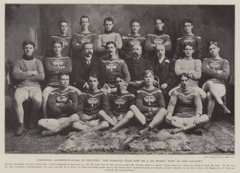 Jogadores canadenses de lacrosse na Inglaterra, a equipe de Toronto agora em uma visita de seis semanas a este país de English Photographer