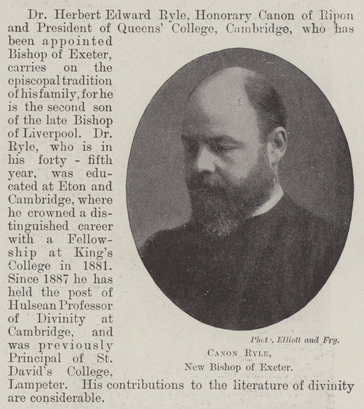Canon Ryle, novo bispo de Exeter de English Photographer