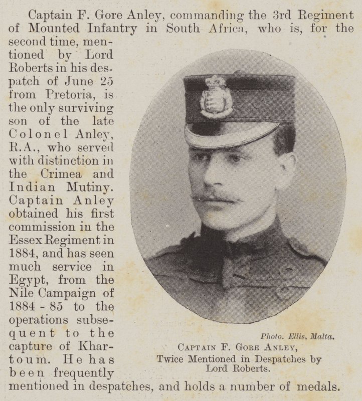 Capitão F Gore Anley, duas vezes mencionado em Despachos por Lord Roberts de English Photographer