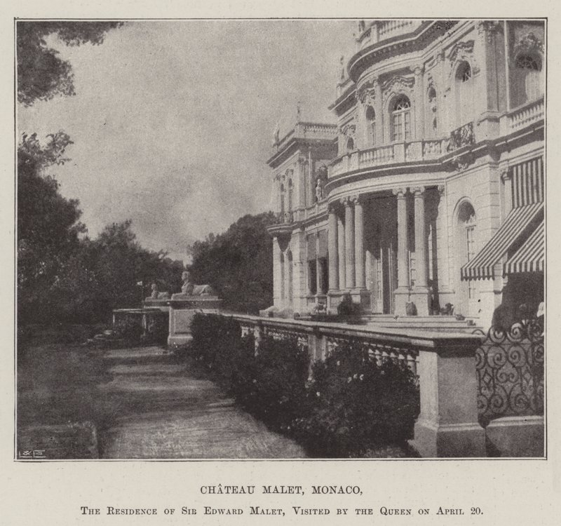 Chateau Malet, Mônaco, a residência de Sir Edward Malet, visitada pela Rainha em 20 de abril de English Photographer