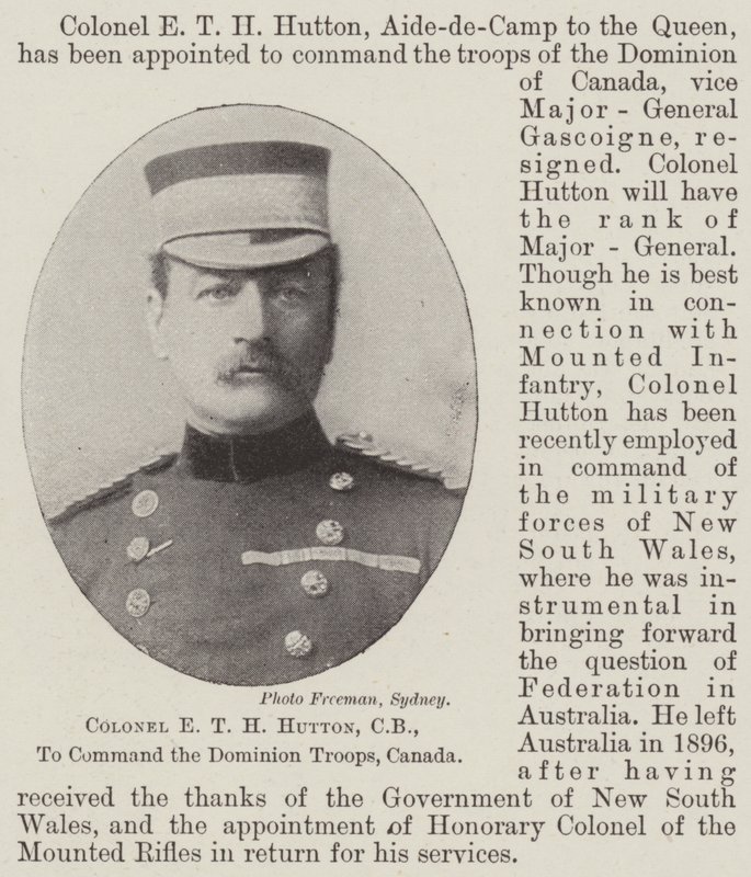 Coronel ETH Hutton, CB, para comandar as tropas do Domínio, Canadá de English Photographer
