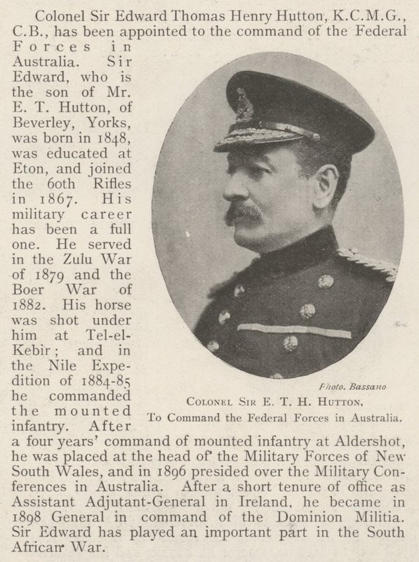 Coronel Sir ETH Hutton, para comandar as Forças Federais na Austrália de English Photographer