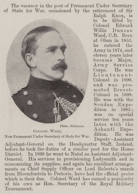 Coronel Ward, novo subsecretário permanente de Estado para a guerra de English Photographer