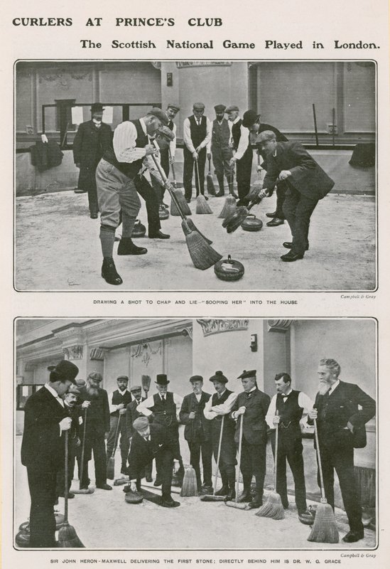 Curlers no Princes Club, o jogo nacional escocês em Londres de English Photographer