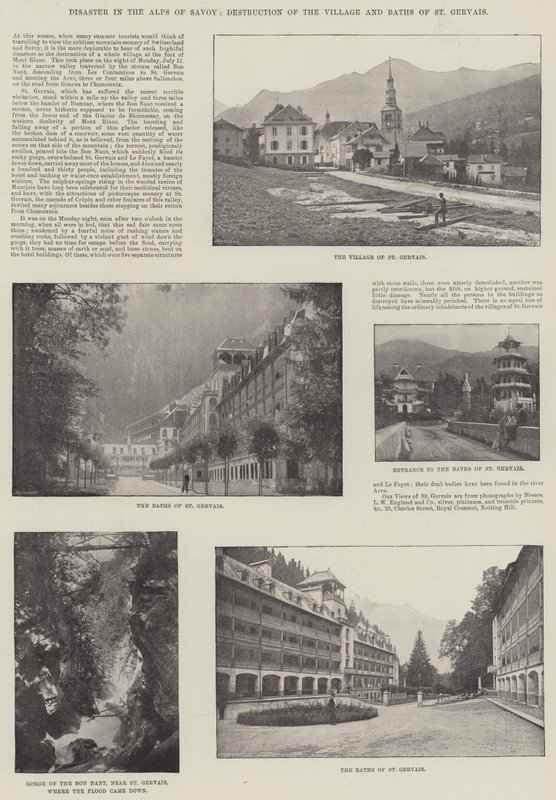 Desastre nos Alpes de Sabóia, Destruição da Vila e Termas de São Gervais de English Photographer