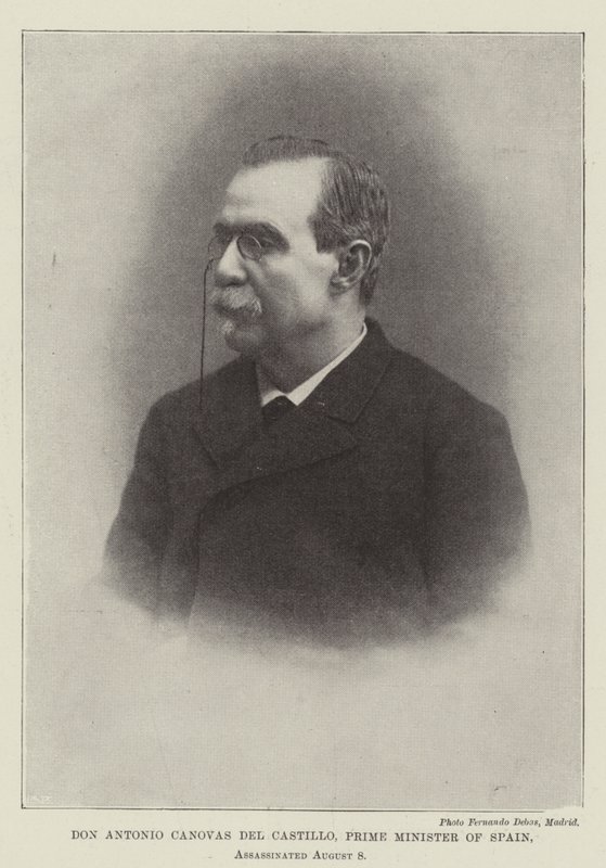 Dom Antonio Canovas del Castillo, Primeiro Ministro da Espanha, Assassinado em 8 de agosto de English Photographer