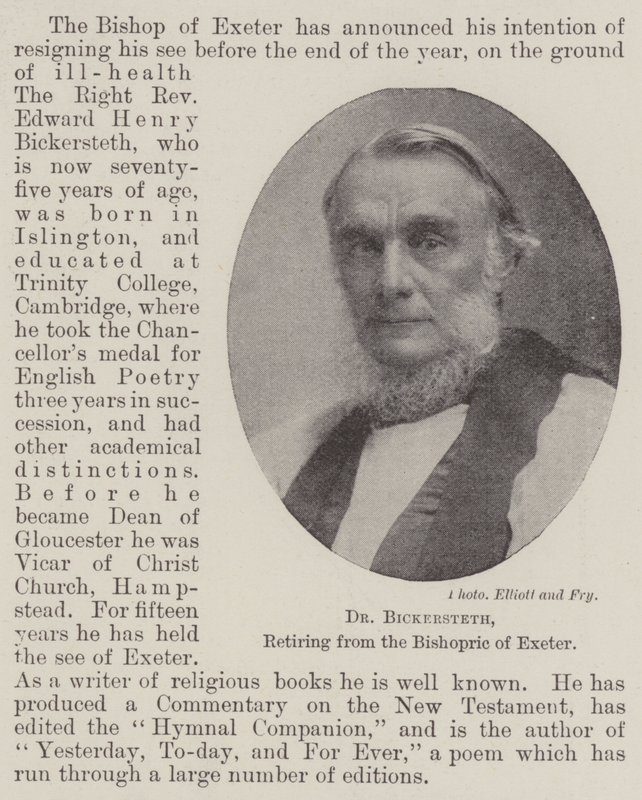 Dr. Bickersteth, retirando-se do Bispado de Exeter de English Photographer