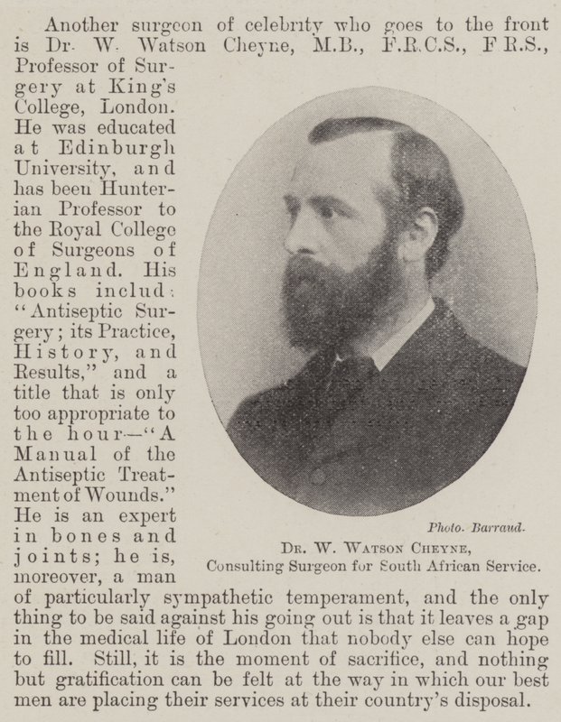 Dr W Watson Cheyne, Cirurgião Consultor do Serviço Sul-Africano de English Photographer
