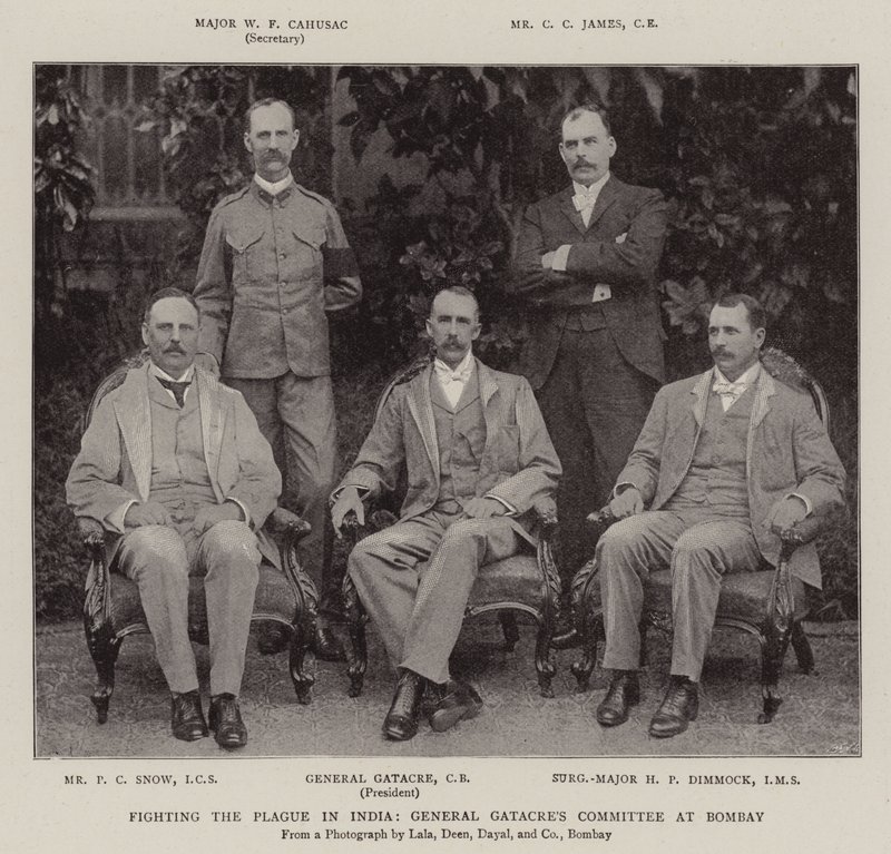Lutando contra a peste na Índia, o general Gatacres Committee at Bombay de English Photographer