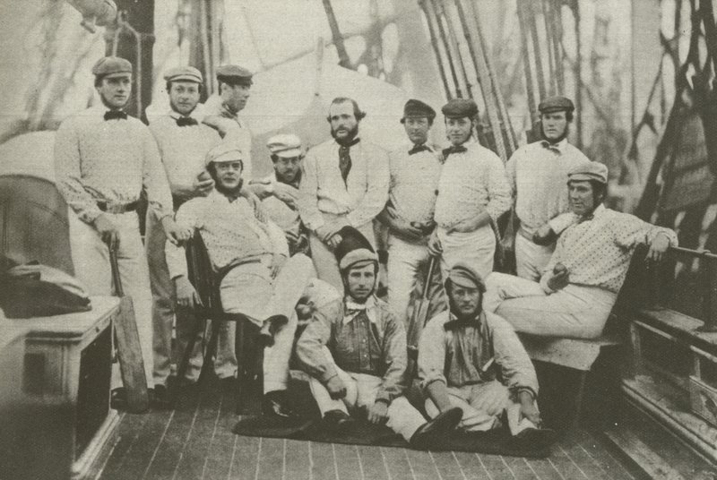 Primeira equipa de críquete inglesa a ir para a América, 7 de Setembro de 1859 (foto a p/b) de English Photographer