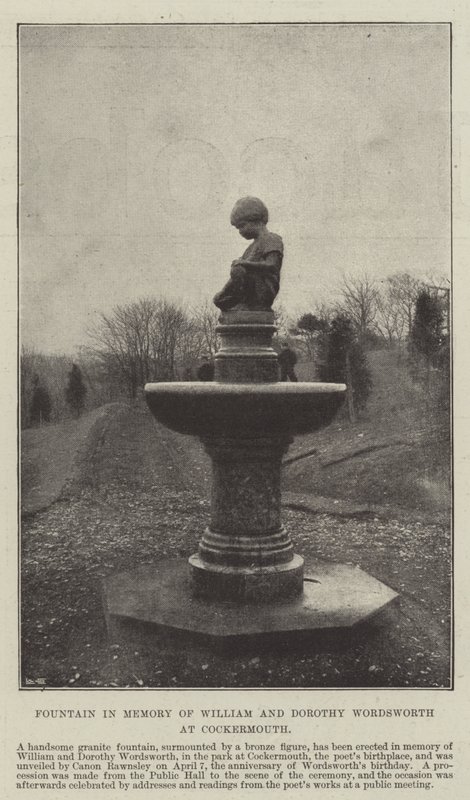 Fonte na memória de William e Dorothy Wordsworth em Cockermouth de English Photographer