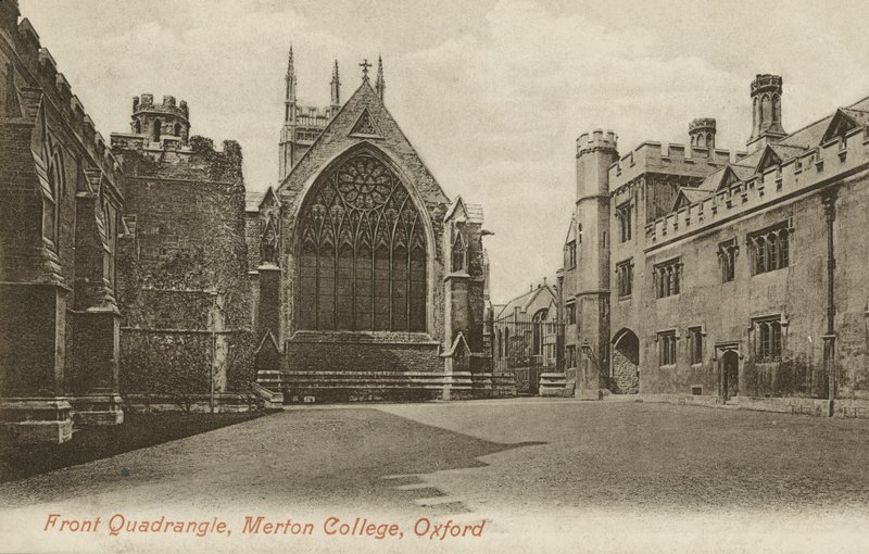 Front Quad, Merton College, Oxford, Oxfordshire (foto a p/b) de English Photographer