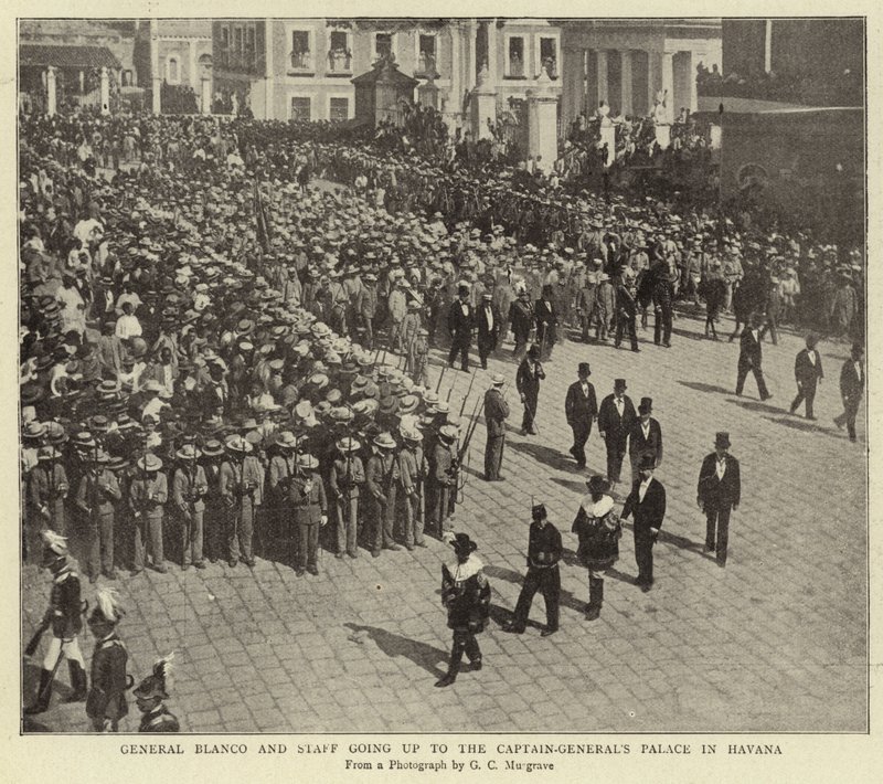 O general Blanco e a equipe subindo para o Palácio dos Capitães-Gerais em Havana de English Photographer