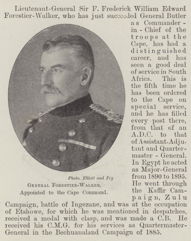 General Forestier-Walker, nomeado para o Comando do Cabo de English Photographer