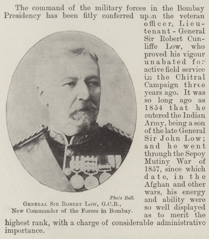 General Sir Robert Low, GCB, Novo Comandante das Forças em Bombaim de English Photographer