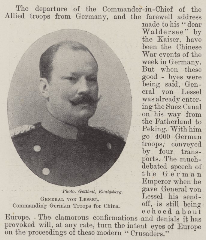 General von Lessel, comandante de tropas alemãs para a China de English Photographer