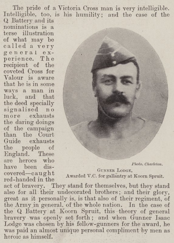 Gunner Lodge, premiado com o VC de galanteria no Koorn Spruit de English Photographer