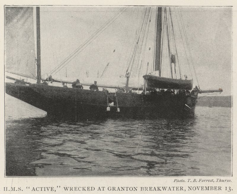 HMS Active, naufragado no Granton Breakwater, 13 de novembro de English Photographer