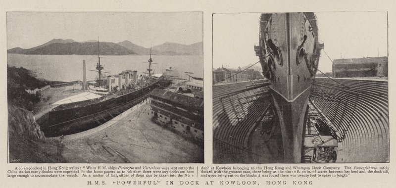 HMS poderoso na doca em Kowloon, Hong Kong de English Photographer