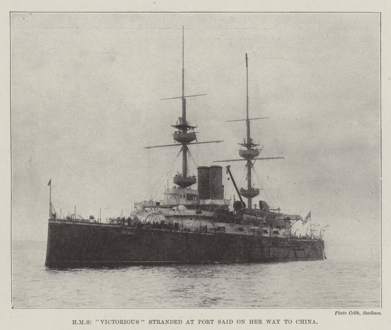 HMS vitorioso encalhado em Port Said em seu caminho para a China de English Photographer