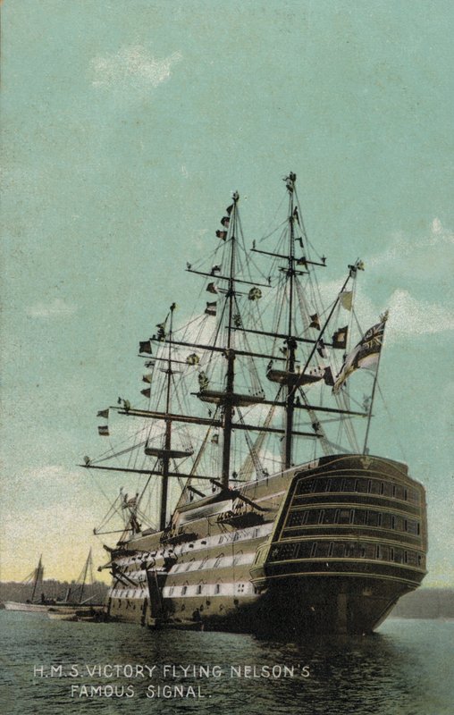 HMS Victory flying Nelsons sinal famoso (foto) de English Photographer